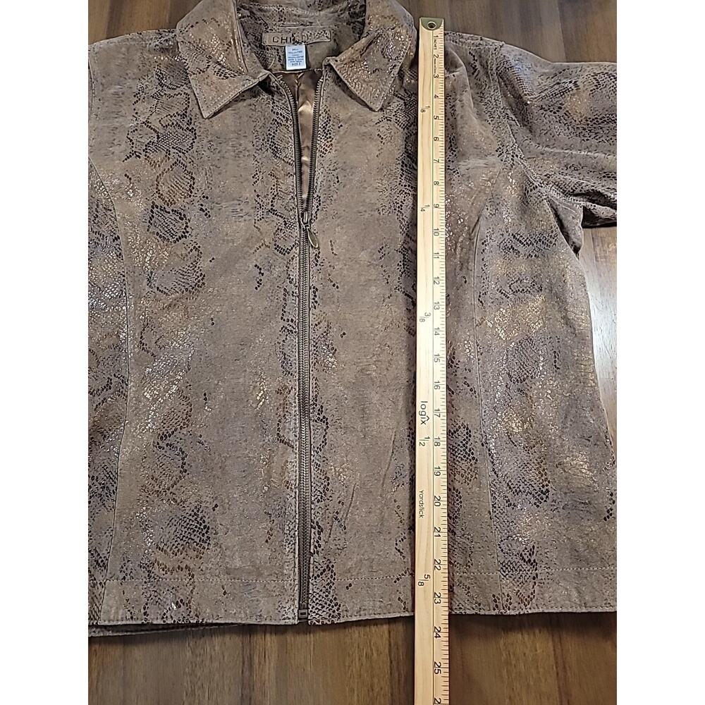 Chico’s Python Leather Jacket Brown Sz 2 Fits L F… - image 7